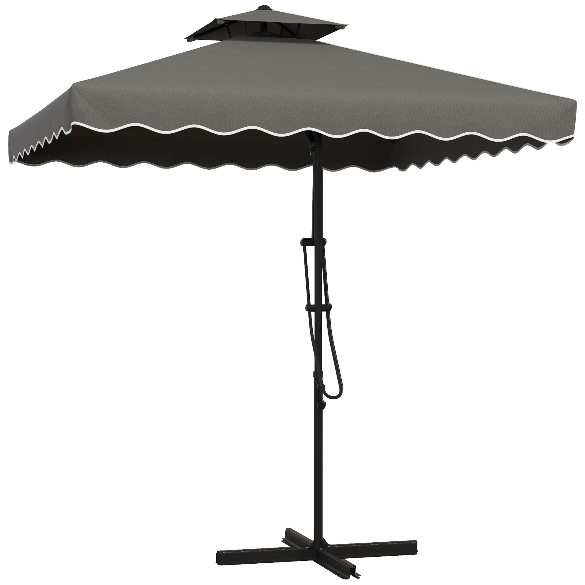 Haveparasol Fritstående Parasol Dekorativ Kant Ventileret Tag Metalramme 4x2 4x2 6m Mørkegrå
