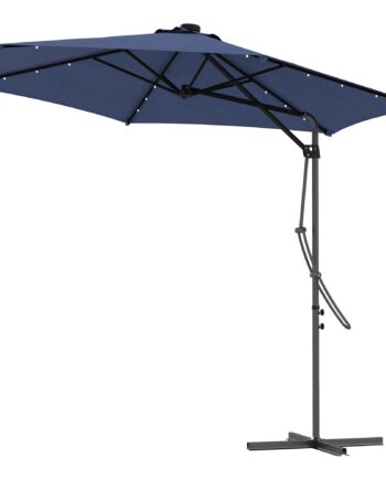 Haveparasol  Fritstående Parasol  Led Er  Solpanel  Vejrbestandig  Inkl  Beskyttelsesovertræk  290   260 Cm  Mørkeblå