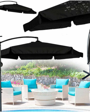 Haveparasol Stor Foldbar Parasol Med Arm 290 Cm Sort