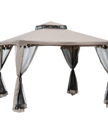 Havepavillon  Havelyst  Havetelt  Partytelt Med   Sidepaneler  Vejrbestandig  Metal   Polyester  Grå    94     94     65