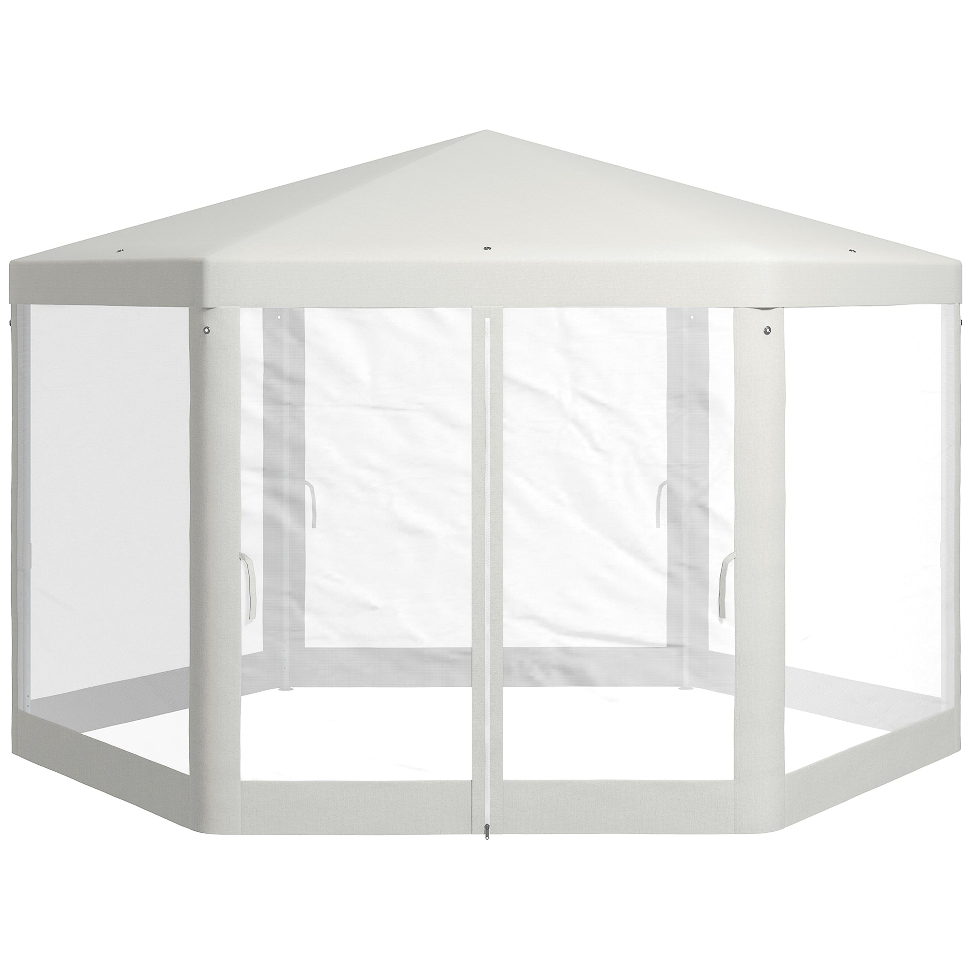 Havepavillon Sekskantet Netgardiner Metalramme 94 412 Cremefarvet