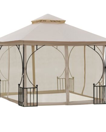 Havepavillon Telt  Inklusive Monteringsbeslag  Vejrbestandig  295 Cm   295 Cm   275 Cm  Beige   Sort