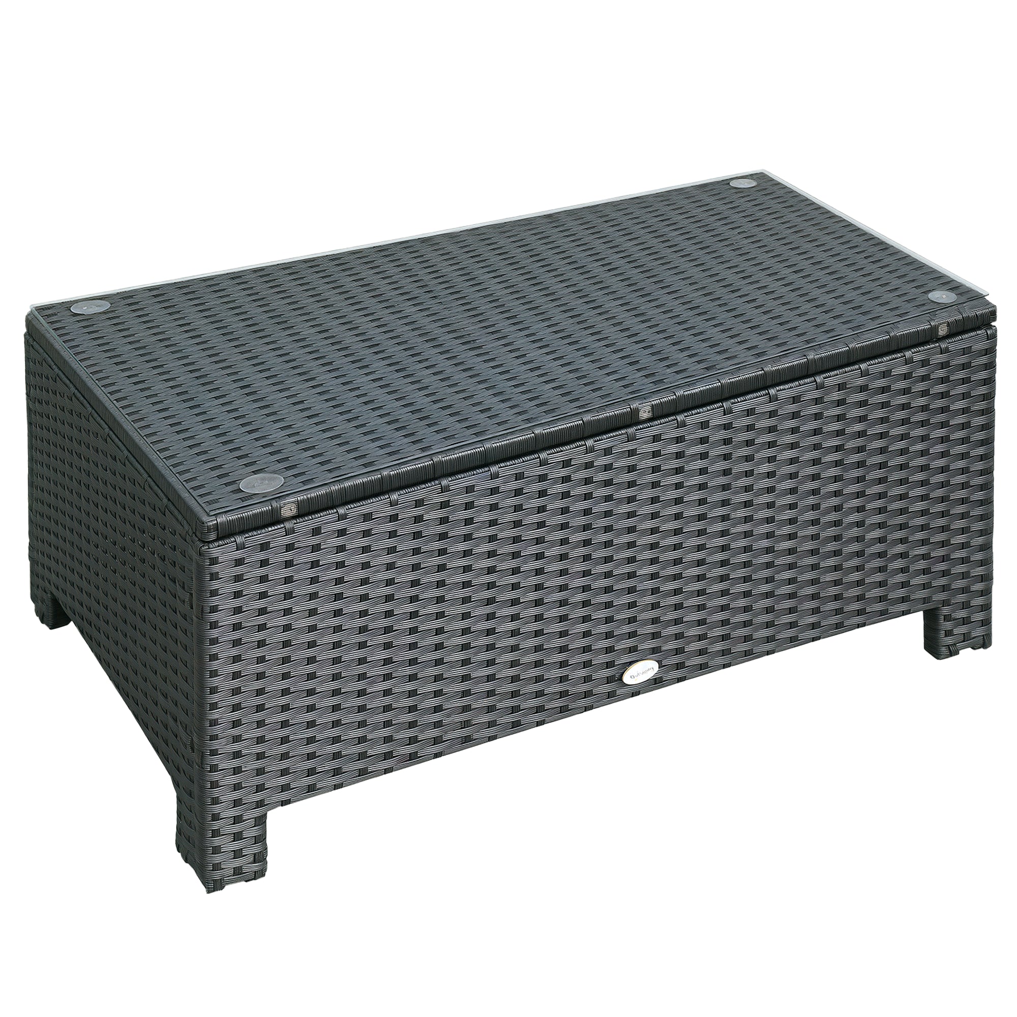 Havesidebord Sofabord Havebord Balkonbord Polyrattan Sort 85 50 39 Cm