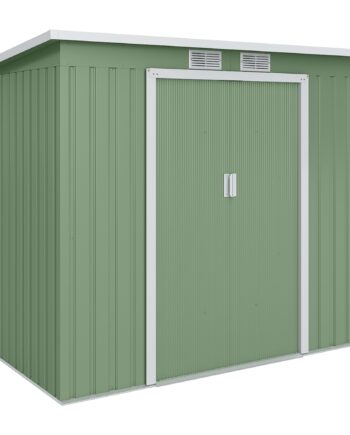 Haveskur Med Ventilationsvinduer  Skydedøre  Galvaniseret Stål  213   130   159 Cm  Grøn