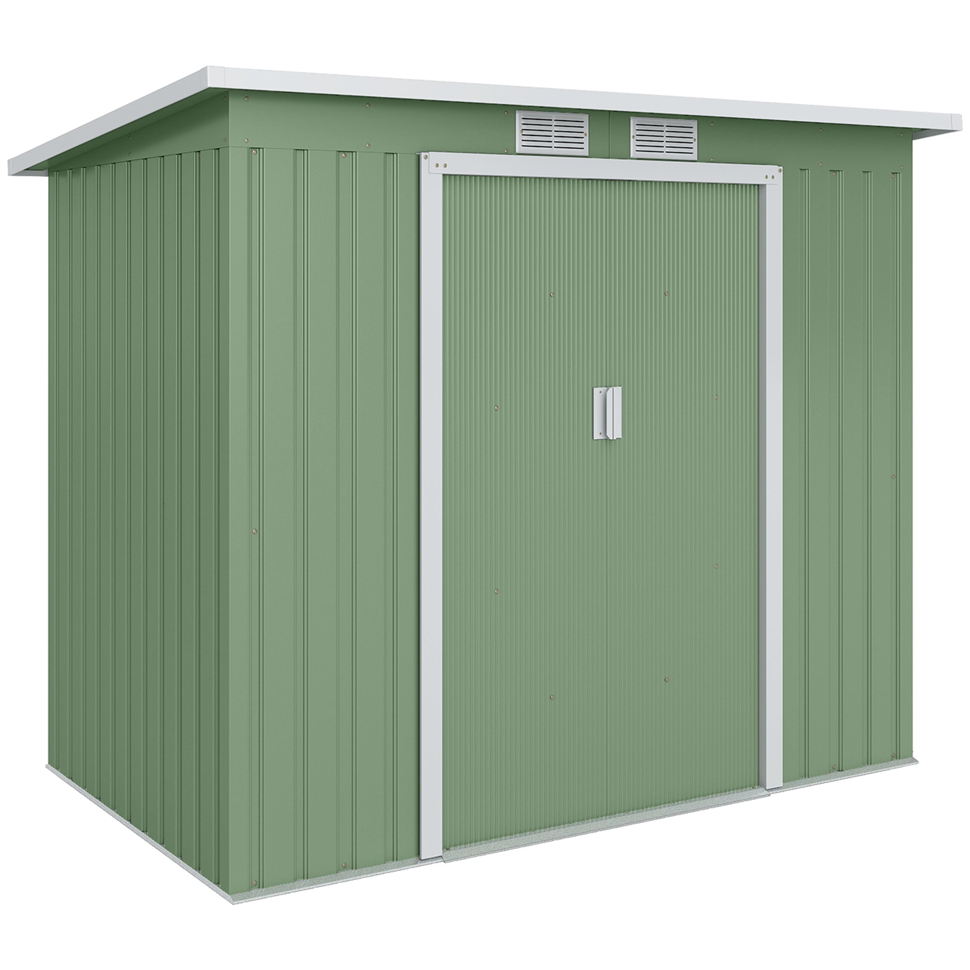 Haveskur Med Ventilationsvinduer Skydedøre Galvaniseret Stål 213 130 159 Cm Grøn