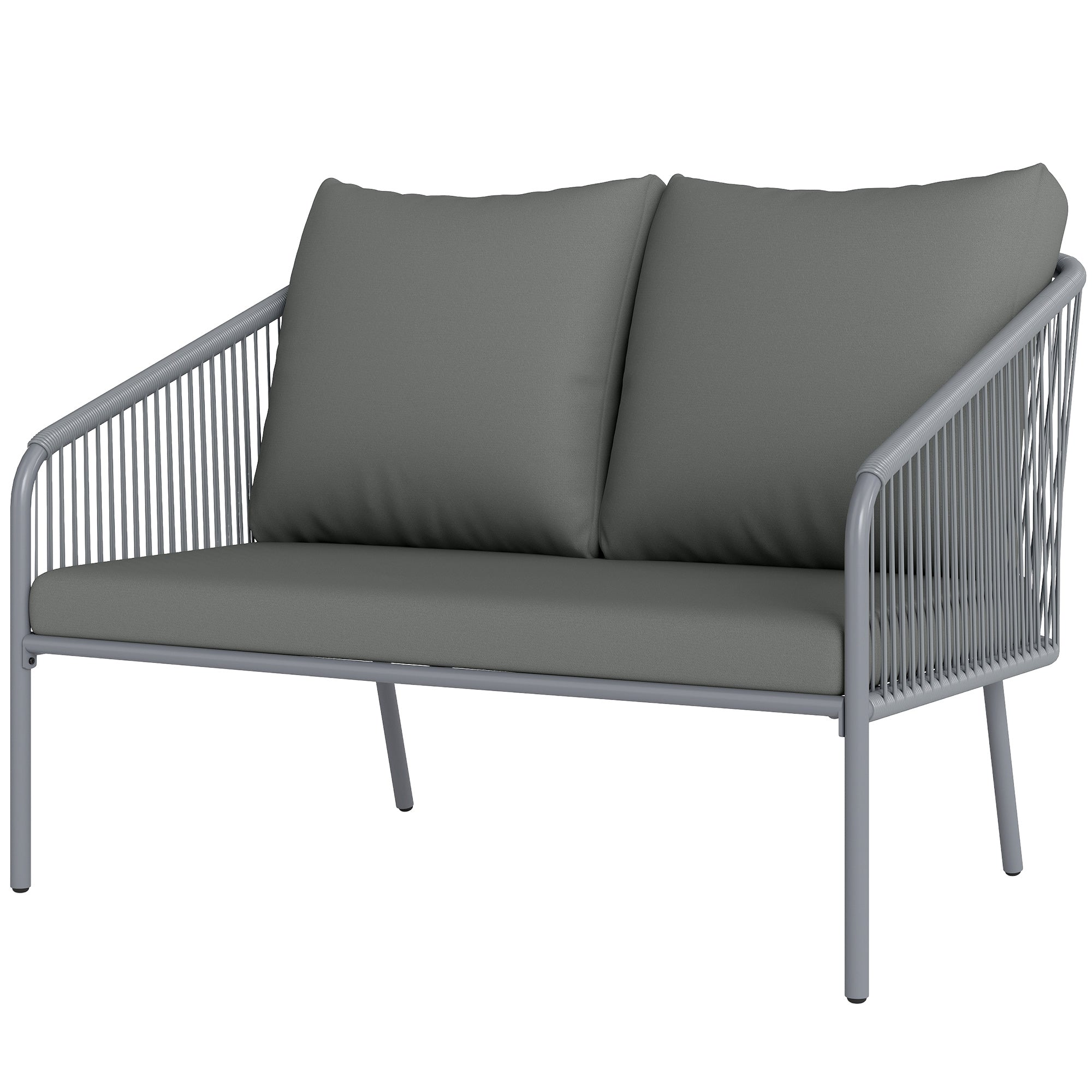 Havesofa Med Hynder -personers Rattansofa Loungesofa Udendørs Balkonsofa 112 72 76 Cm Grå