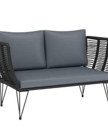 Havesofa Med Hynder   -personers Sofa  Udendørs Balkonsofa  Rattansofa  Polyrattan Havemøbler  123   67   72 Cm  Lysegrå