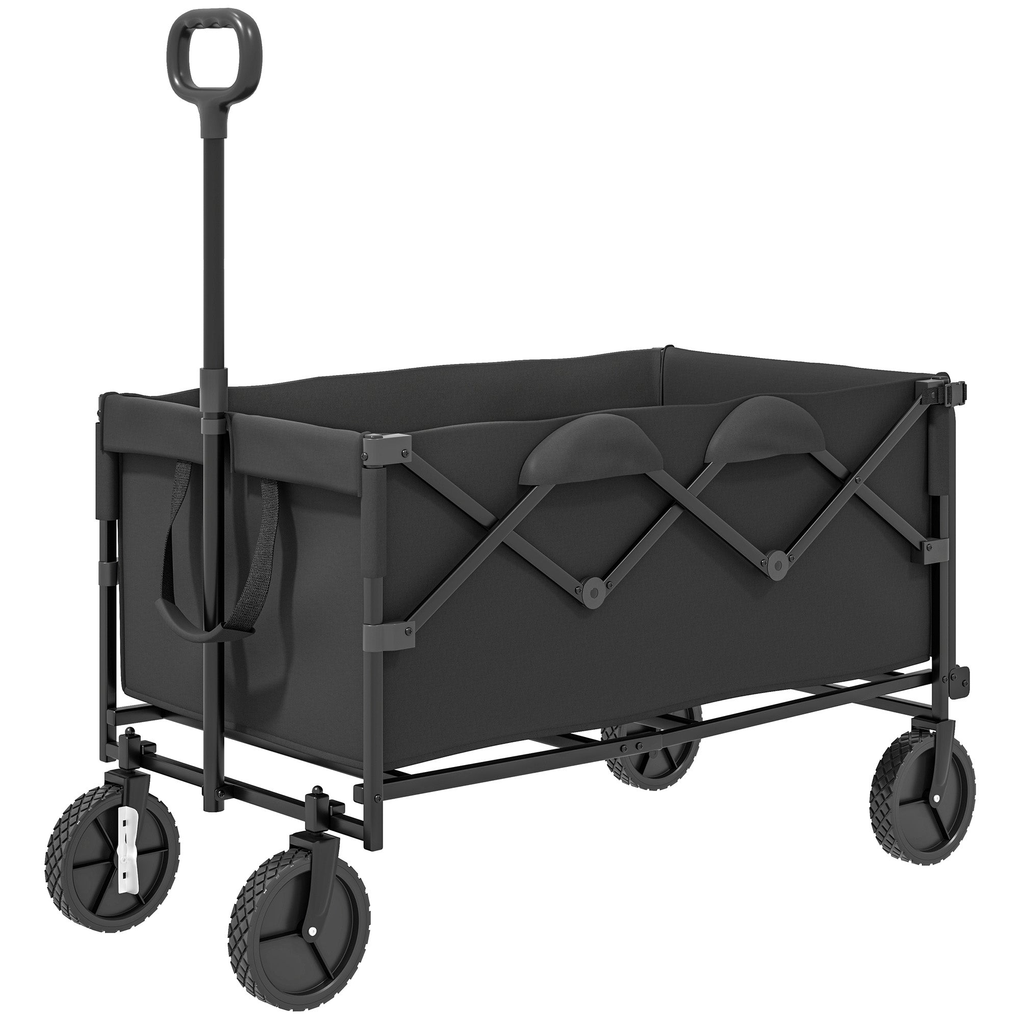 Havevogn 100 Kg Lasteevne  Foldbar  Forlænget Transportvogn Med Aftagelig Presenning  Sort