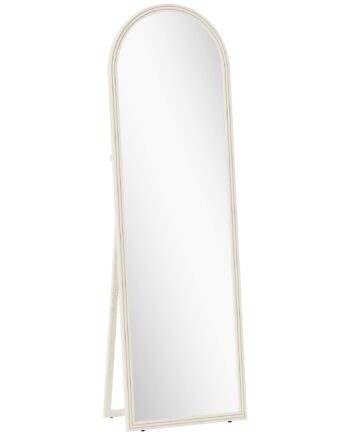 Helfigursspejl  50   160 Cm  Fritstående  Vægmonteret  Buet Ramme  Hvid