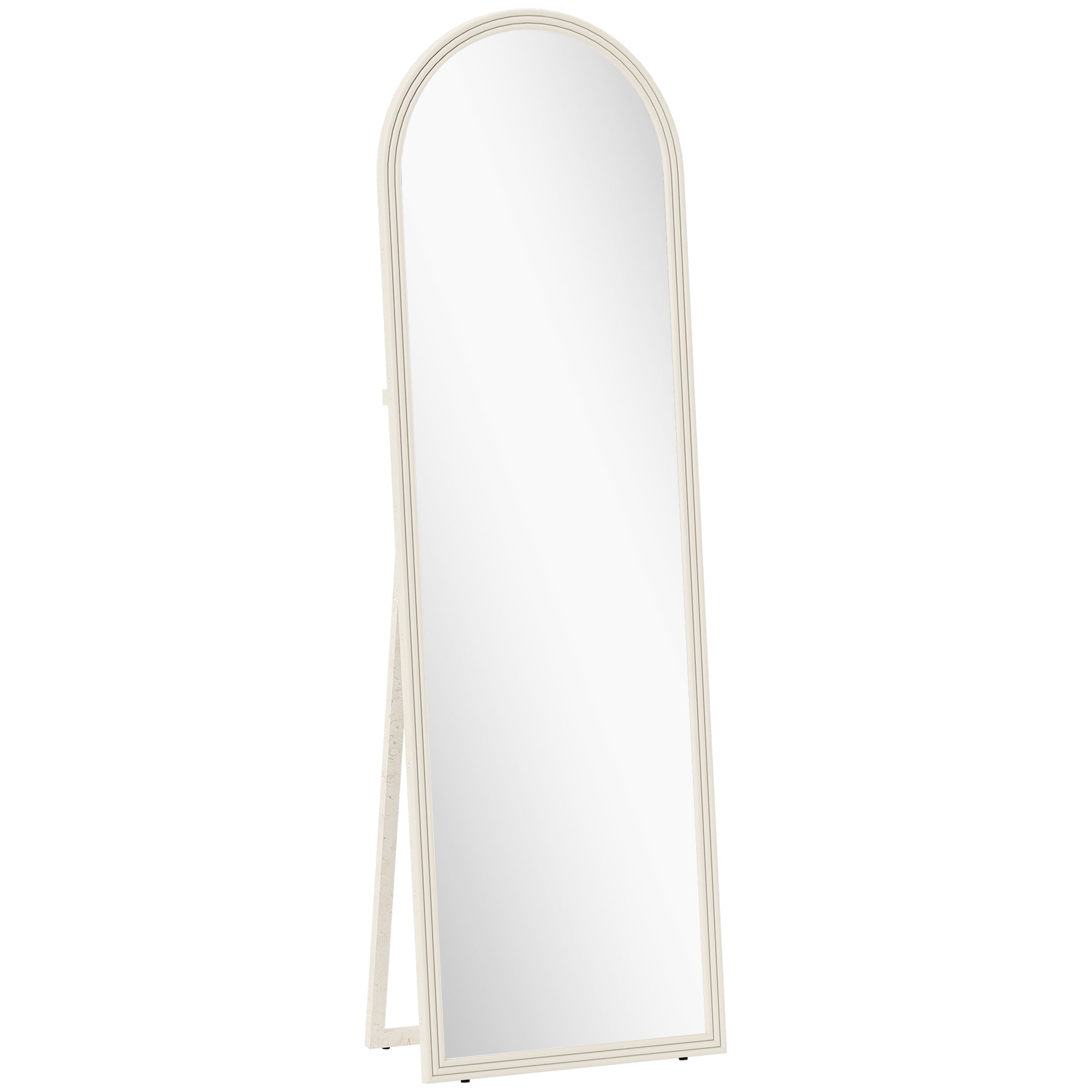 Helfigursspejl 50 160 Cm Fritstående Vægmonteret Buet Ramme Hvid
