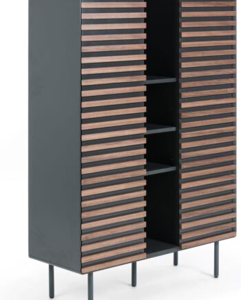 Highboard Kave Home Kesia Moderne Skab Med Låger Sort Natur H155xb105xd40 Cm
