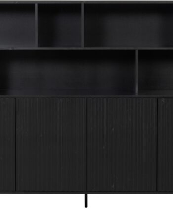 Highboard Woood Exclusive New Gravure   Sort Bejdse Opbevaringsskab H150ã B200ã D44 Cm