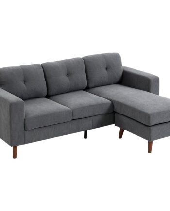 Hjørnesofa 192 Cm  -formet  -personers Sofa Med Vendbar Chaiselong  Corduroy-look  Til Små Rum  Mørkegrå