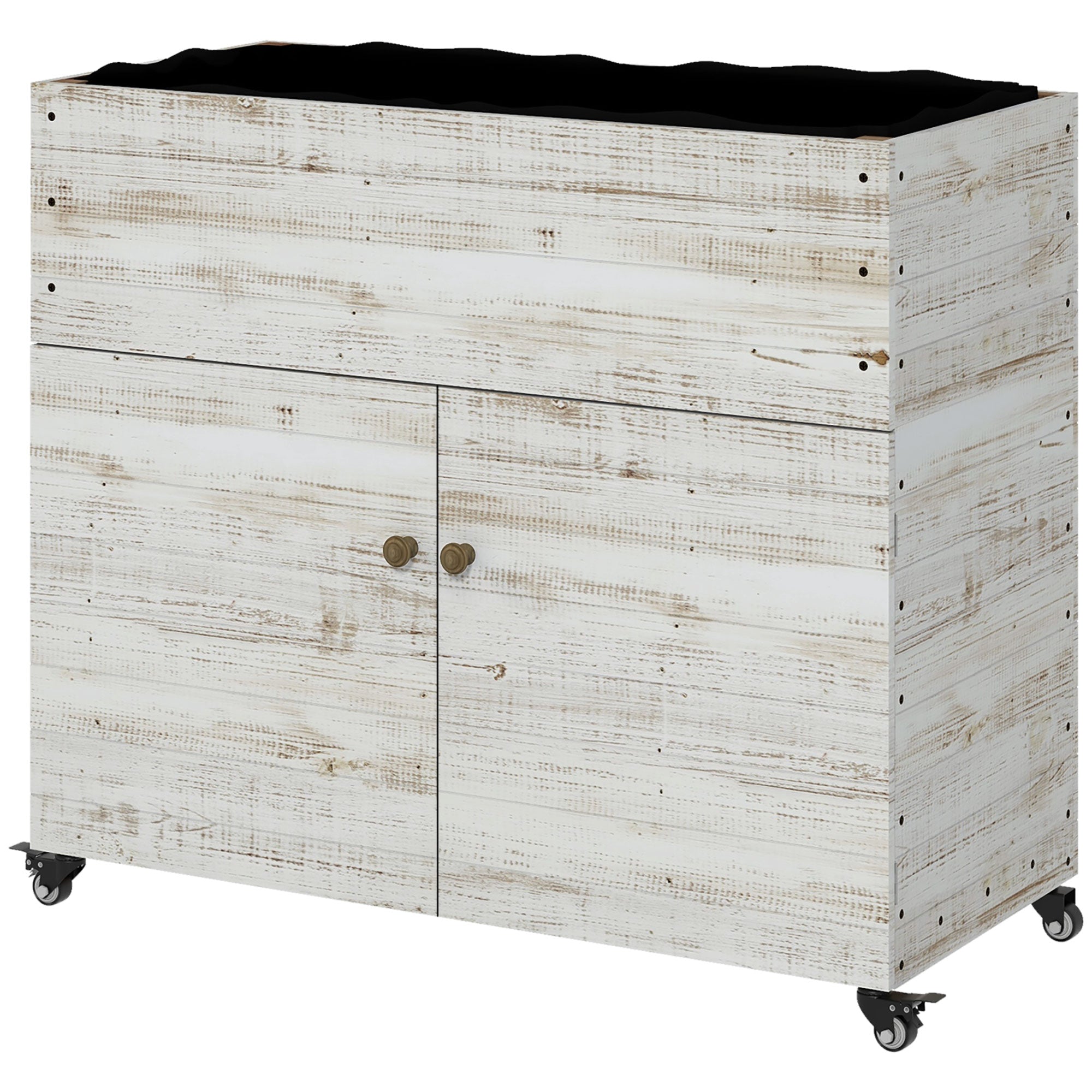 Højbed Med Hjul Skabsrum Indvendig Foring Brugt Look 110x50x95 Cm Hvid