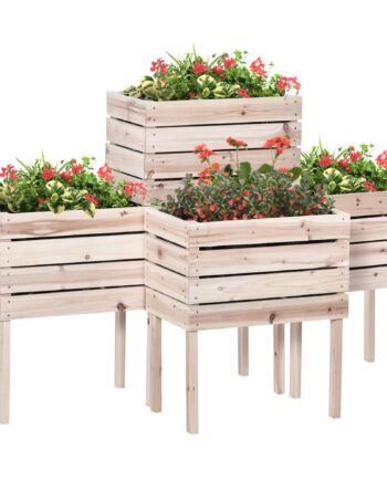 Højbed Plantekasse  Vejrbestandig  Massivt Træ  50 Cm   30 Cm   60 Cm  Naturlig