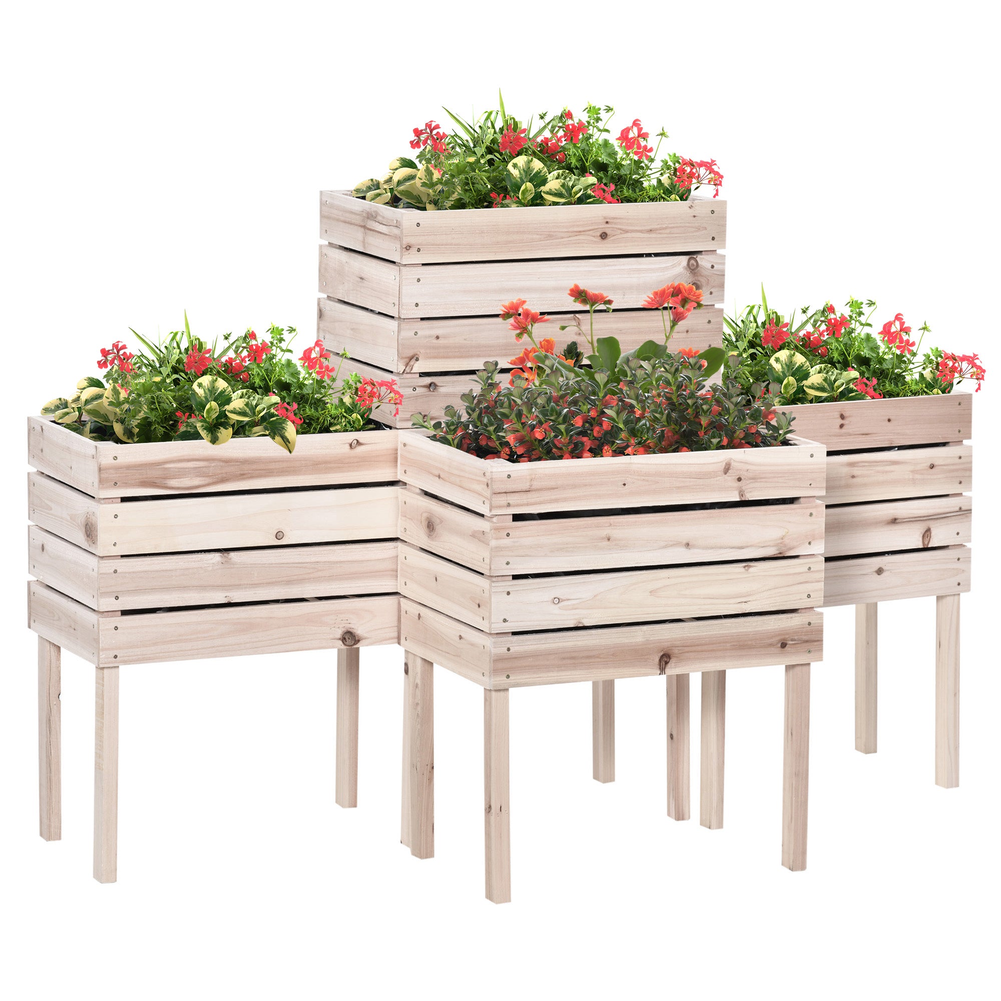 Højbed Plantekasse Vejrbestandig Massivt Træ 50 Cm 30 Cm 60 Cm Naturlig