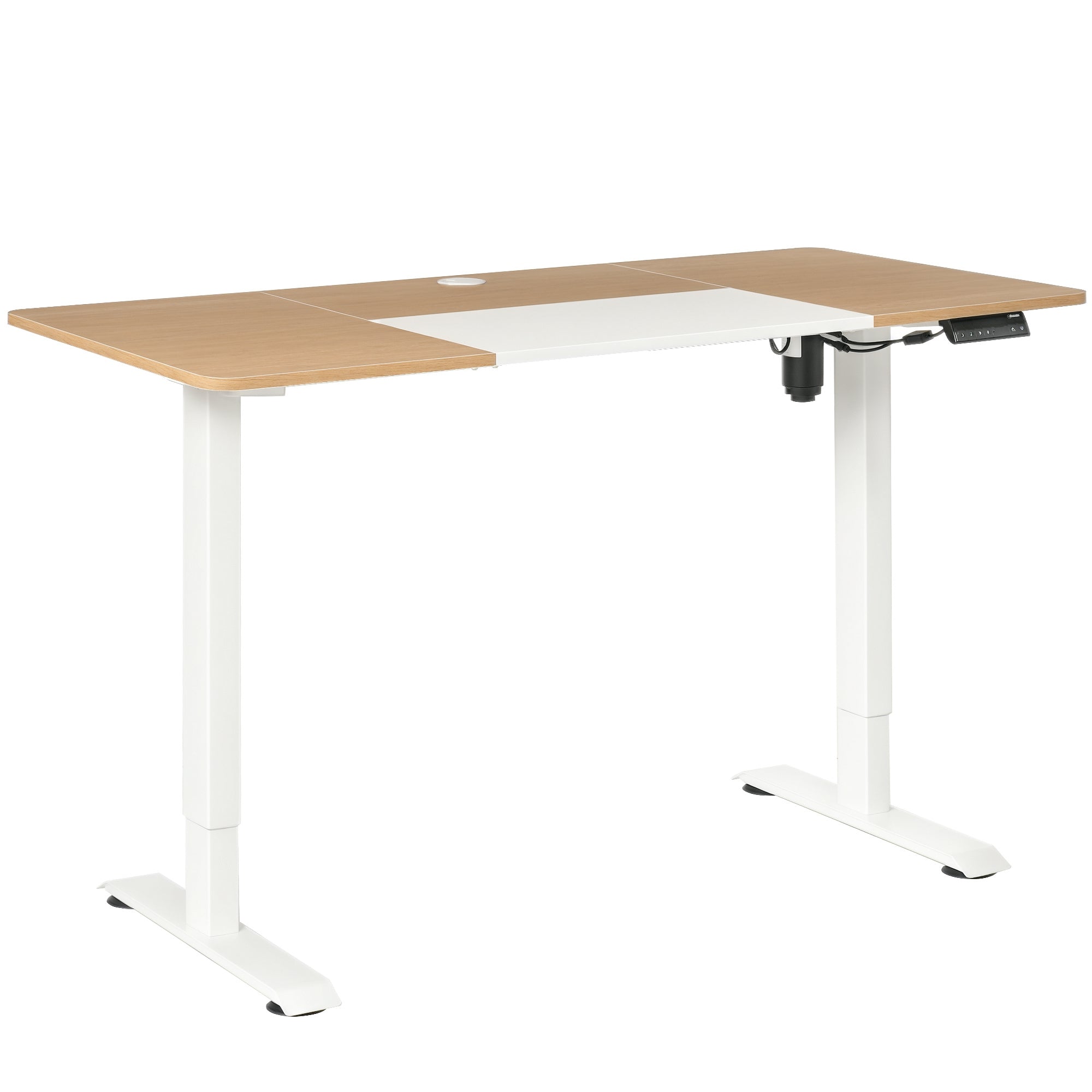 Højdejusterbart Skrivebord Elektrisk 140 70 Cm Computerbord Med Hukommelseskontroller -delt Bordplade Sit-stee-bord Med Antikollision Overophedningsbeskyttelse Hvid