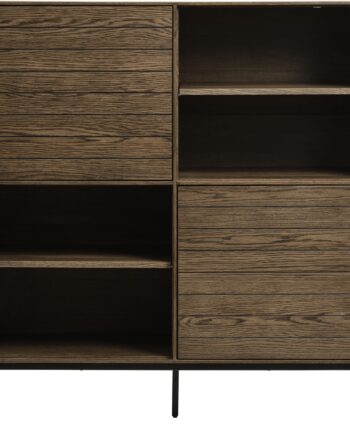 Højskab Nordique Design Modica   Røget Eg   Sort Metal  H132ã B122ã D45 Cm