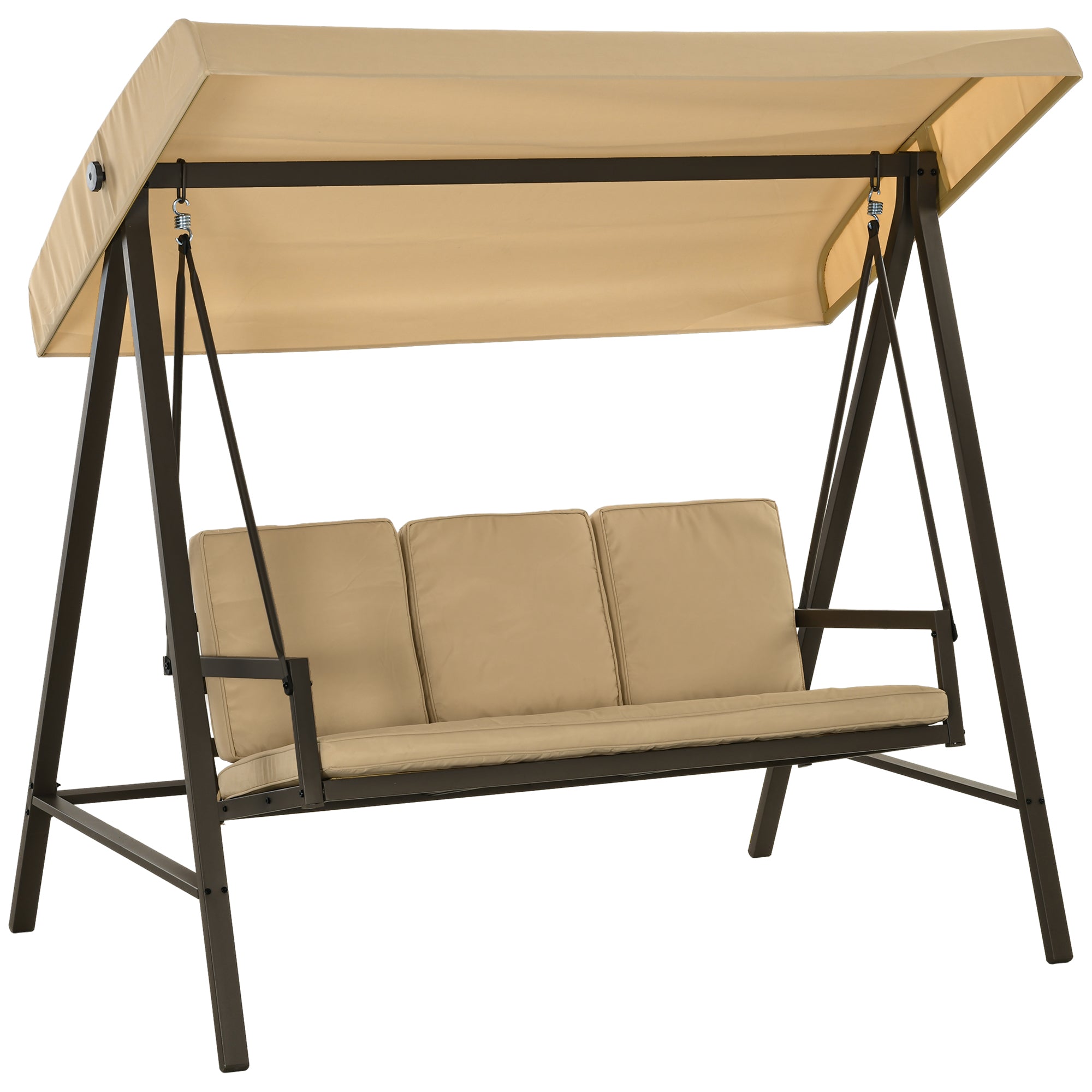 Hollywood Gynge Havegynge Gyngebænk Justerbar Solskærm 200 Cm 125 Cm 175 Cm Beige Brun