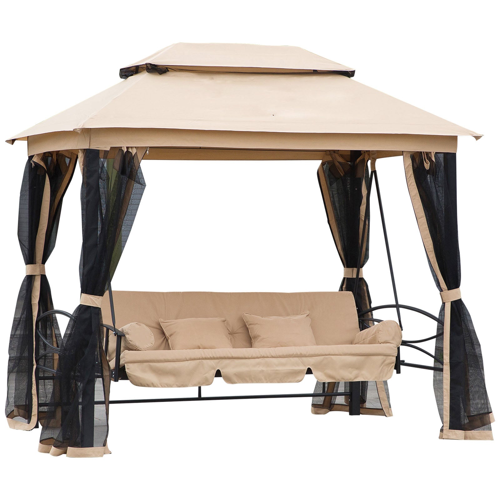Hollywood Gynge Havegynge Med Sidepaneler -personers Beige 256 172 248 Cm