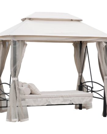 Hollywood Gynge  Havegynge Med Sidepaneler   -personers  Beige  256   172   248 Cm