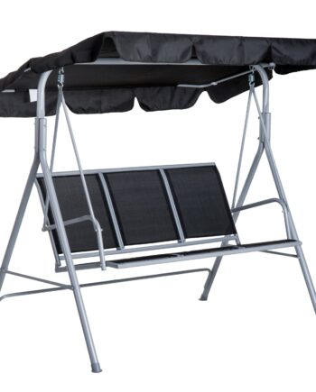 Hollywood Gynge Med Solsejl  Havegynge  Skridsikre Fødder  171x108x150cm  Sort