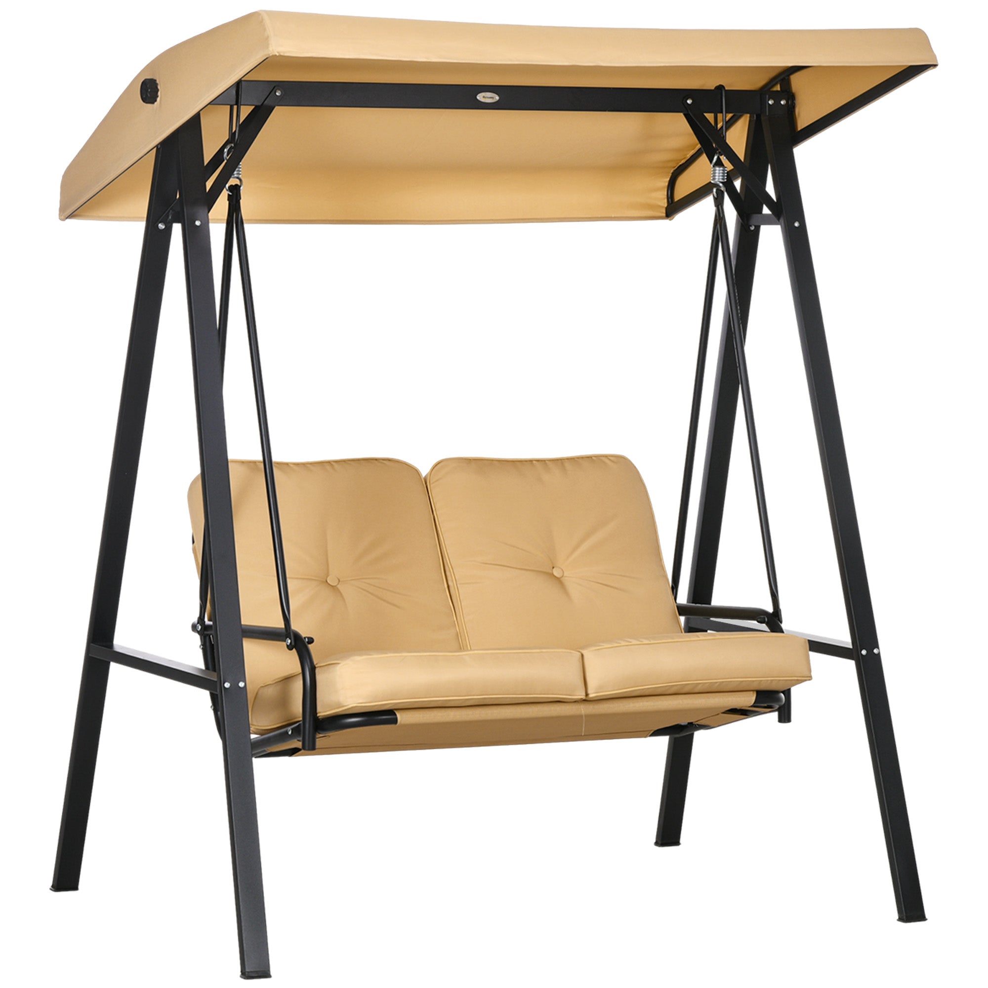 Hollywood Gynge -personers Havegynge Med Justerbar Baldakin Lasteevne Op Til 220 Kg 145 116 172 Cm Beige