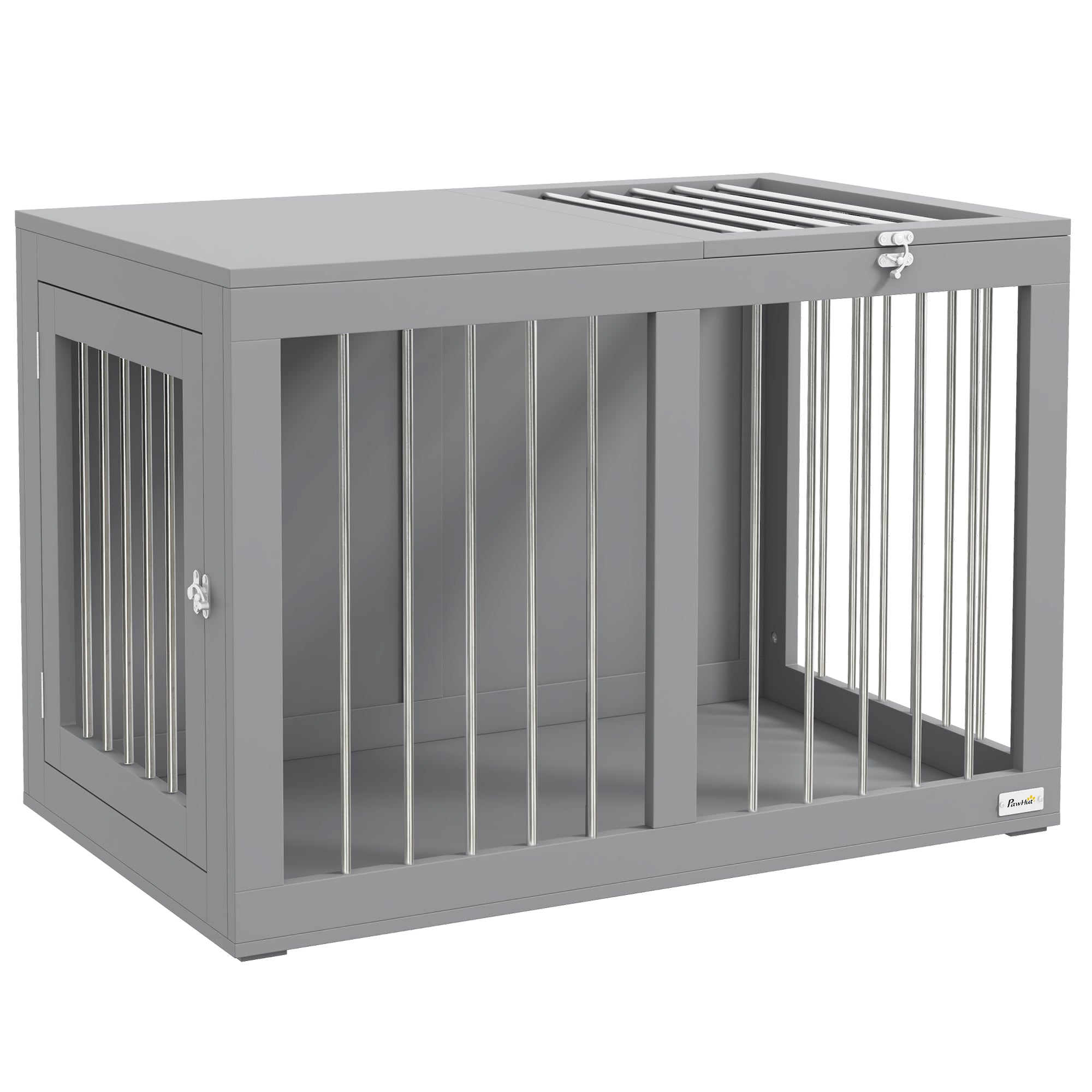 Hundebur Hundeboks Hundetransportboks Døre Aflåselig Stålnet 80 Cm 50 Cm 56 Cm Grå