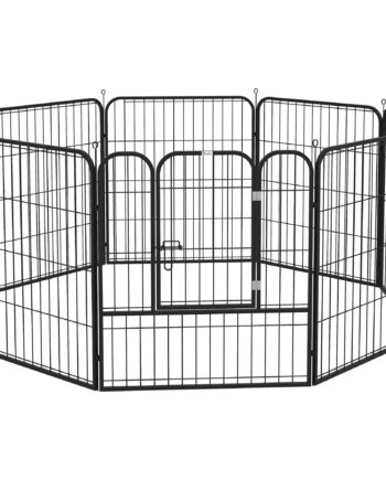 Hvalpegård  Sæt Med   Dele  80 Cm Høj  Hvalpegård Med Aflåselig Dør    Stålnetpaneler  Hundegård  Udendørs Indhegning Til Små Og Mellemstore Hunde  Til Indendørs Og Udendørs Brug  Grå