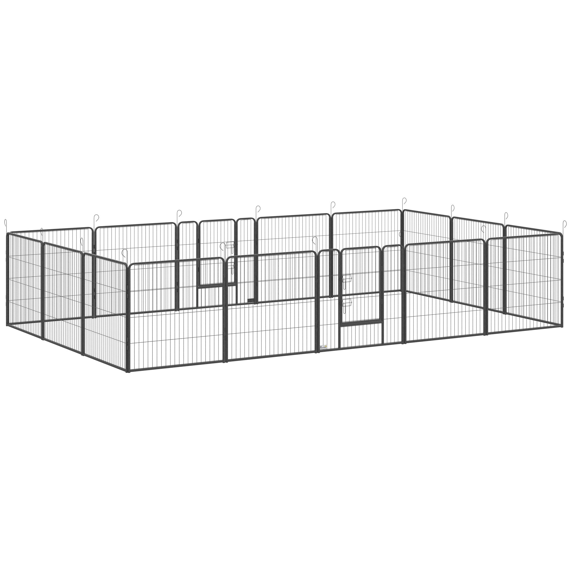 Hvalpegård 16-delt Foldbar Hvalpegård Med Dør Til Små Og Mellemstore Hunde Grå
