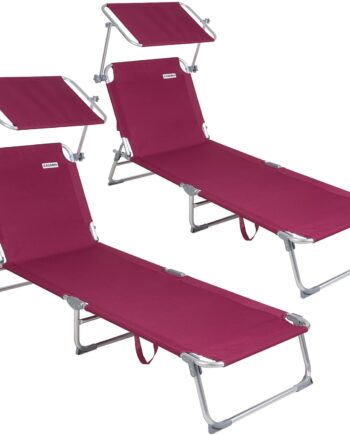 Ibiza Liggestol Sæt Af   Røde Aluminium Med Solsejl