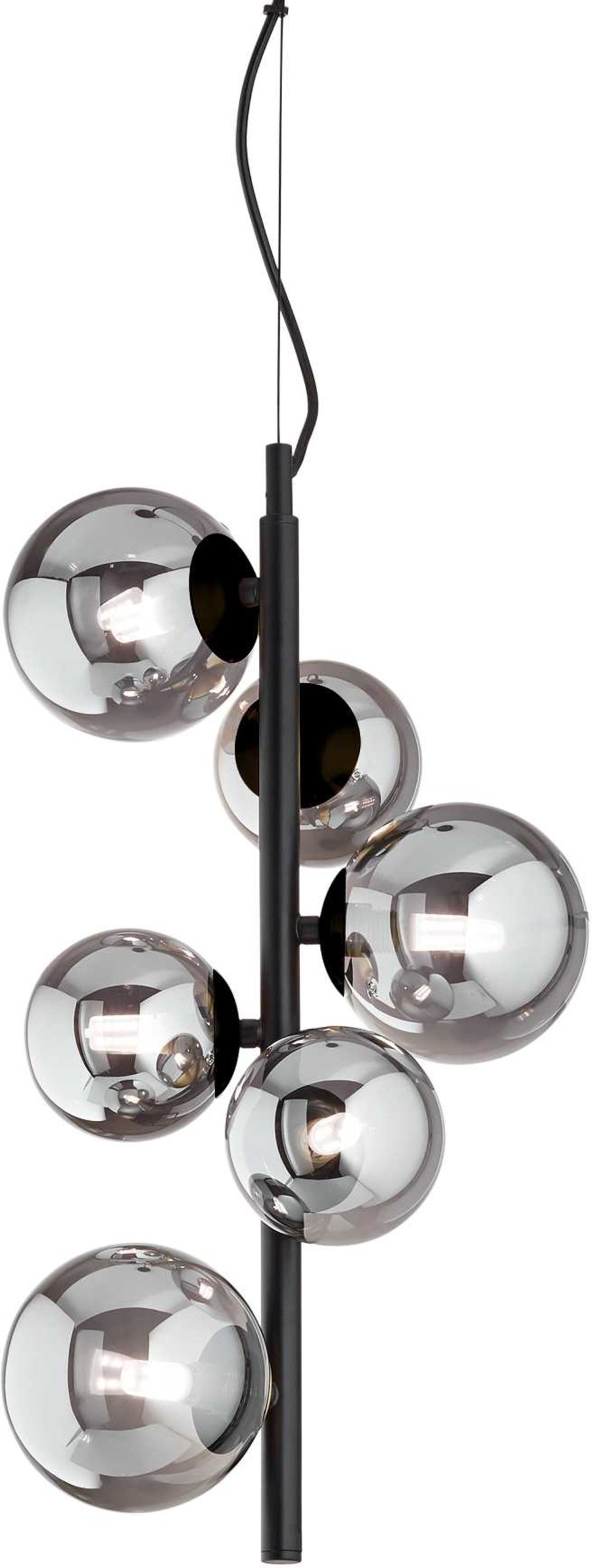 Ideal Lux Perlage Pendellampe Mat Sort ø260 Mm Justerbar 580 2670 Mm Med Syv Glasdiffusorer