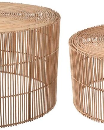 Kaffebordssæt   Stk Kave Home Elmina Håndvævet Rattan Natur ø66ã H41 Cm Rustik Kolonial