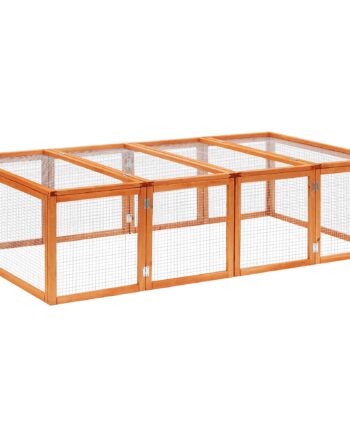 Kaninbur   Træ  Vintersikker  Med Hængslet Tag  181x100x48 Cm  Egnet Til Smådyr Som Kaniner Og Marsvin  Indendørs Udendørs Brug  Naturlig Finish