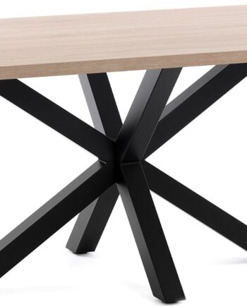 Kave Home New Argo Spisebord 160x100 Cm Natur Finértræ Melamin Top Sort Stålstel