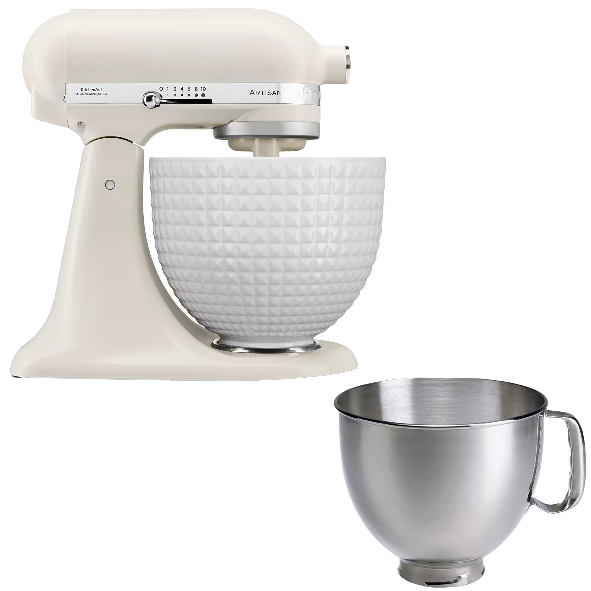 Kitchenaid Artisan Ksm156cxepl Røremaskine     Liter  White On White   Rustfri Skål