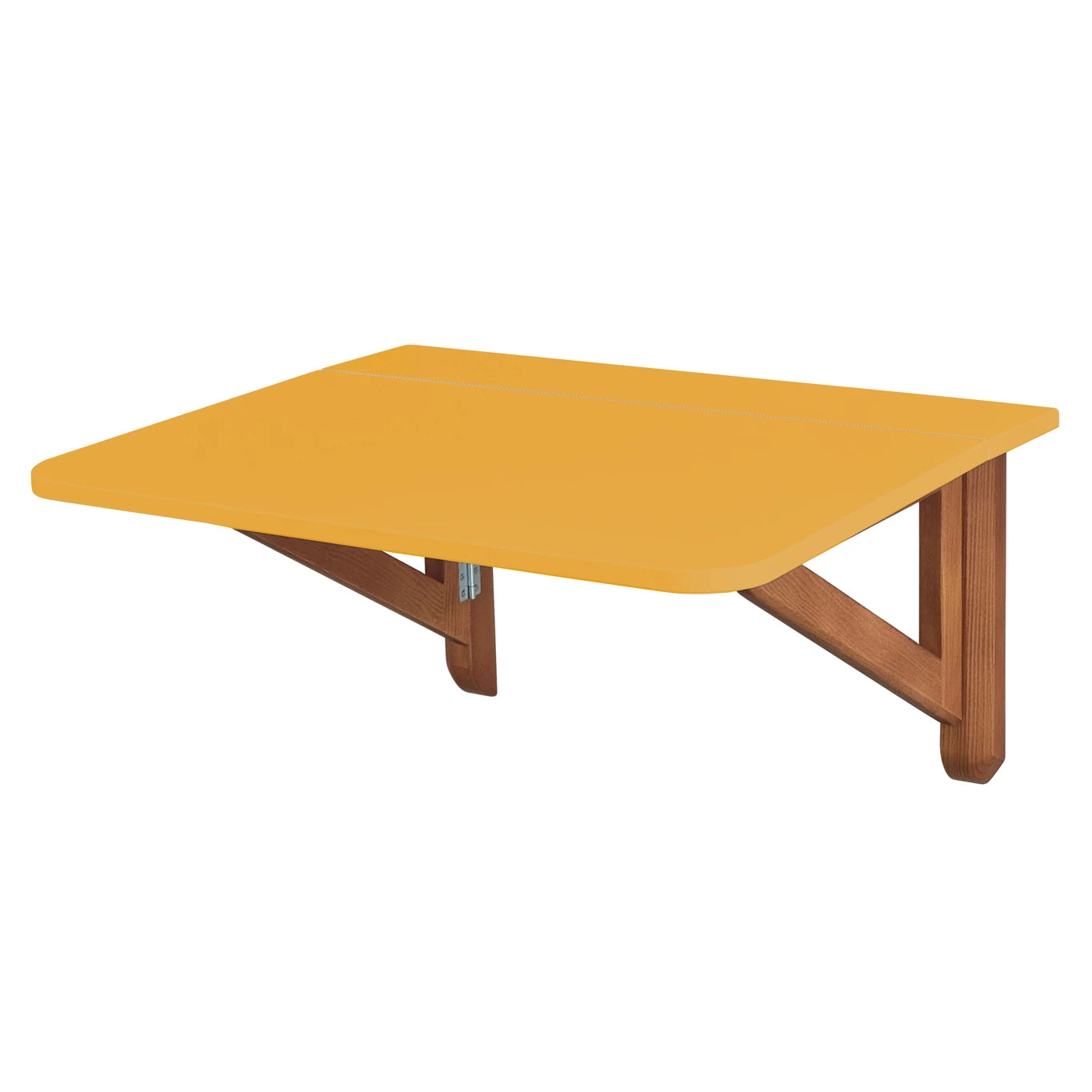 Klapbord Vægbord 60x70cm Gul Med Ege-farvede Ben