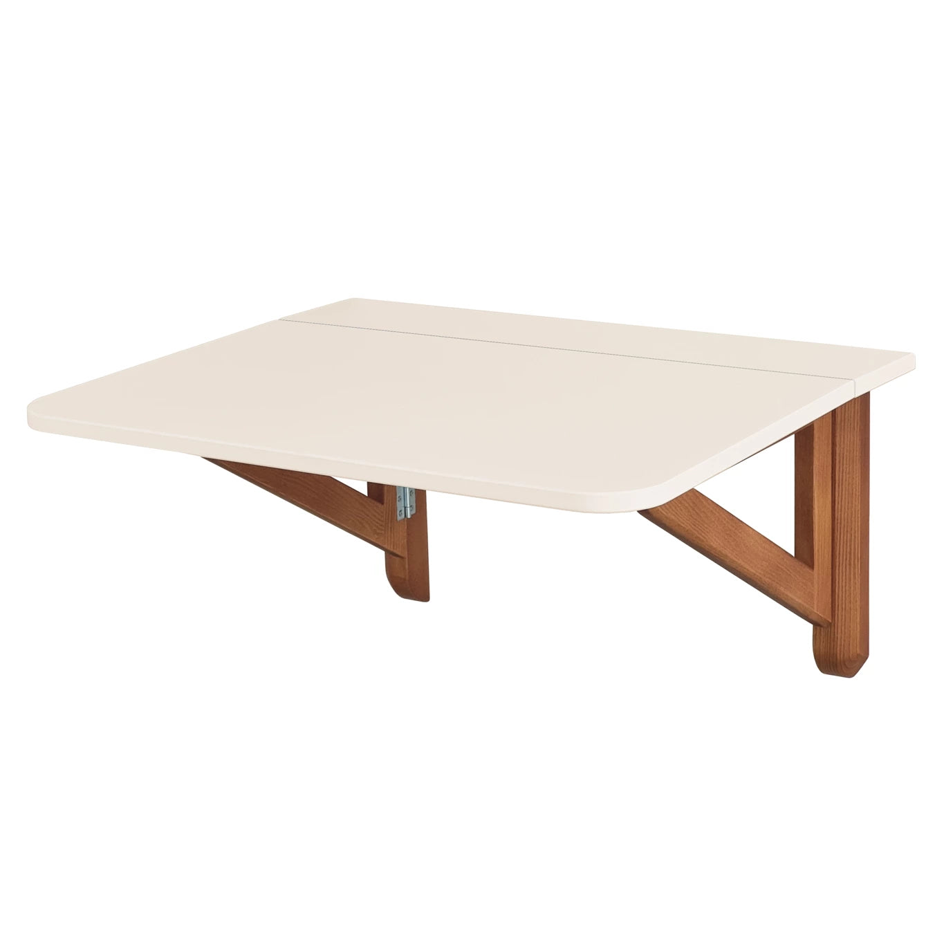 Klapbord Vægbord 60x70cm Kridthvid Med Ege-farvede Ben