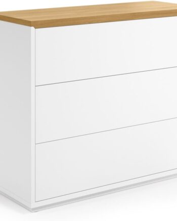 Kommode Kave Home Abilen Hvid Natur 90x36x75 Cm   Skuffer Push-åbning Soft-close