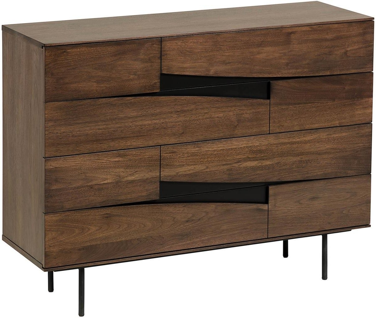 Kommode Kave Home Cutt Natur Brun Valnøddetræ Med Sorte Stålben 120x40x91 Cm