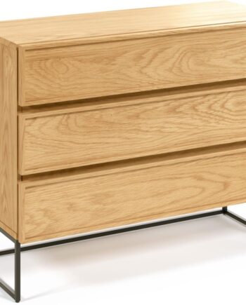 Kommode Kave Home Taiana Natur Egefiner Matsort Stålramme 100   42   78 Cm