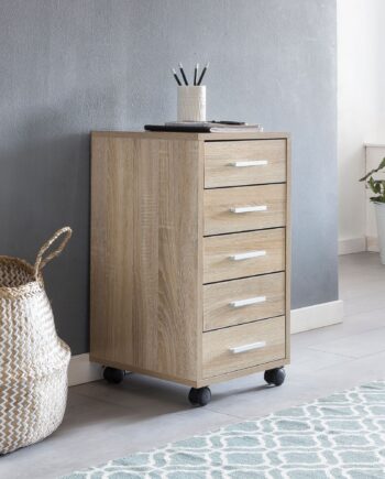 Kommode Med Skuffer Og Hjul  33x63x38 Cm