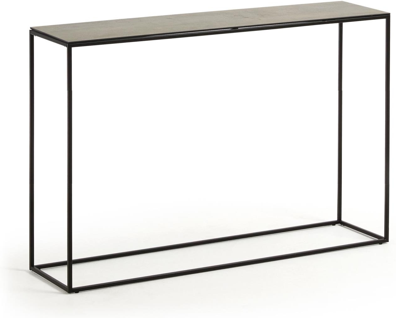 Konsolbord Kave Home Rewena Keramik Og Stål Industrielt Moderne Grå-sort H75ã B30ã L110 Cm