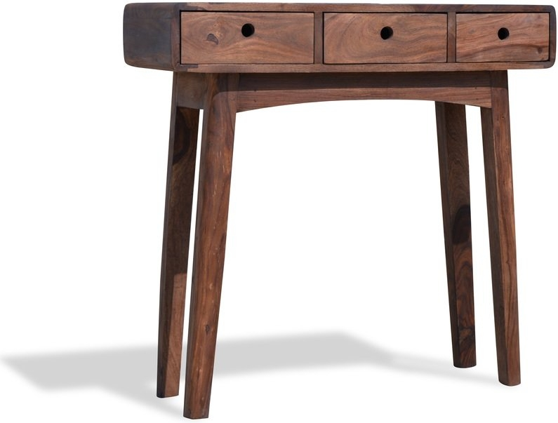 Konsolbord Obuzi Stuka Massivt Rosentræ Med Skuffer Retro Design Mørk Natur 80x30x80 Cm