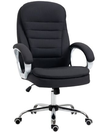 Kontorstol  Arbejdsstol  Skrivebordsstol  Drejestol  360â  Ergonomisk  Vippefunktion  Højdejusterbar  Sort Linned  64   75   111-121 Cm