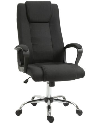 Kontorstol  Computerstol Med Vippefunktion  Nakkestøtte  Ergonomisk Skrivebordsstol  Drejelig  Højdejusterbar  Sort Linned-touch  62   76   110-119 Cm