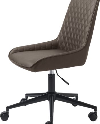 Kontorstol Unique Furniture Milton   Ergonomisk Kunstlæder Stol   Brun Med Justerbar Højde 81 91 Cm  Harlekinsyninger   Hjul