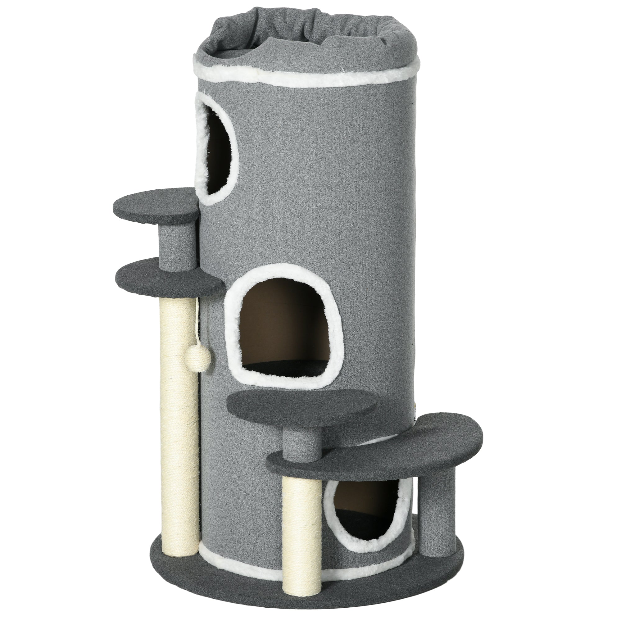 Kradsetræ Til Katte Kattehuler Hvileområder Kradsetræer 57 Cm 57 Cm 99 Cm Grå Hvid
