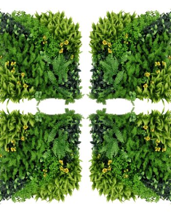 12 Kunstige Væghække  50x50 Cm  Uv-beskyttelse  Privatlivsskærm  Flerbladet Design  Hækplante Til Have Og Udendørs Dekoration