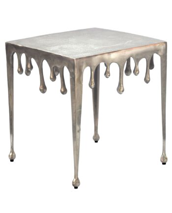 Kvadratisk Sidebord   Aluminium 45   Cm Sølvfarvet Dråbedesign Håndlavet